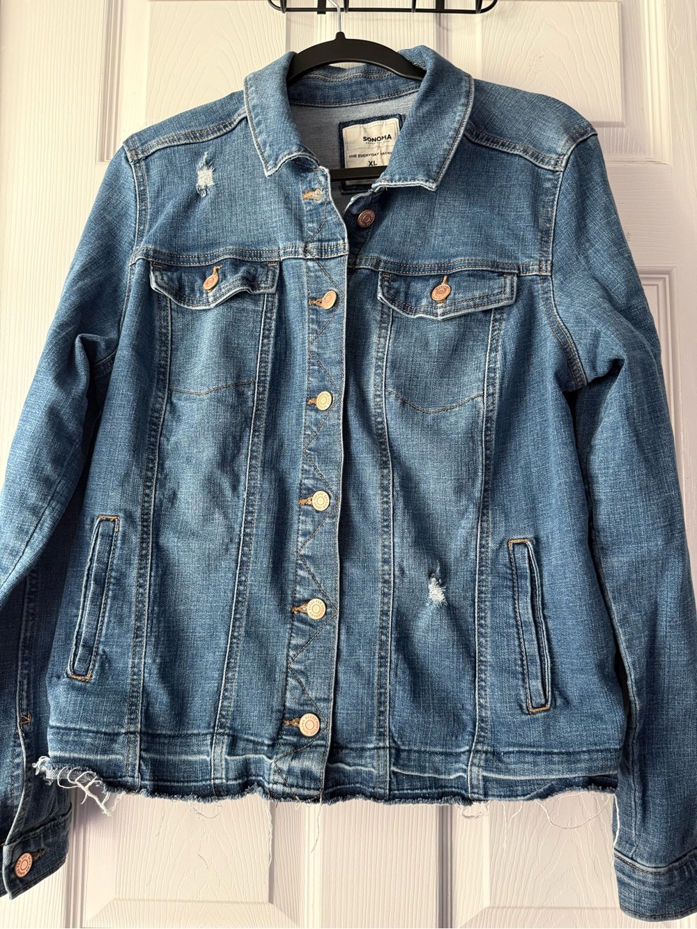 Distressed Denim Jean Jacket Size XL Everyday Jacket Sonoma Western